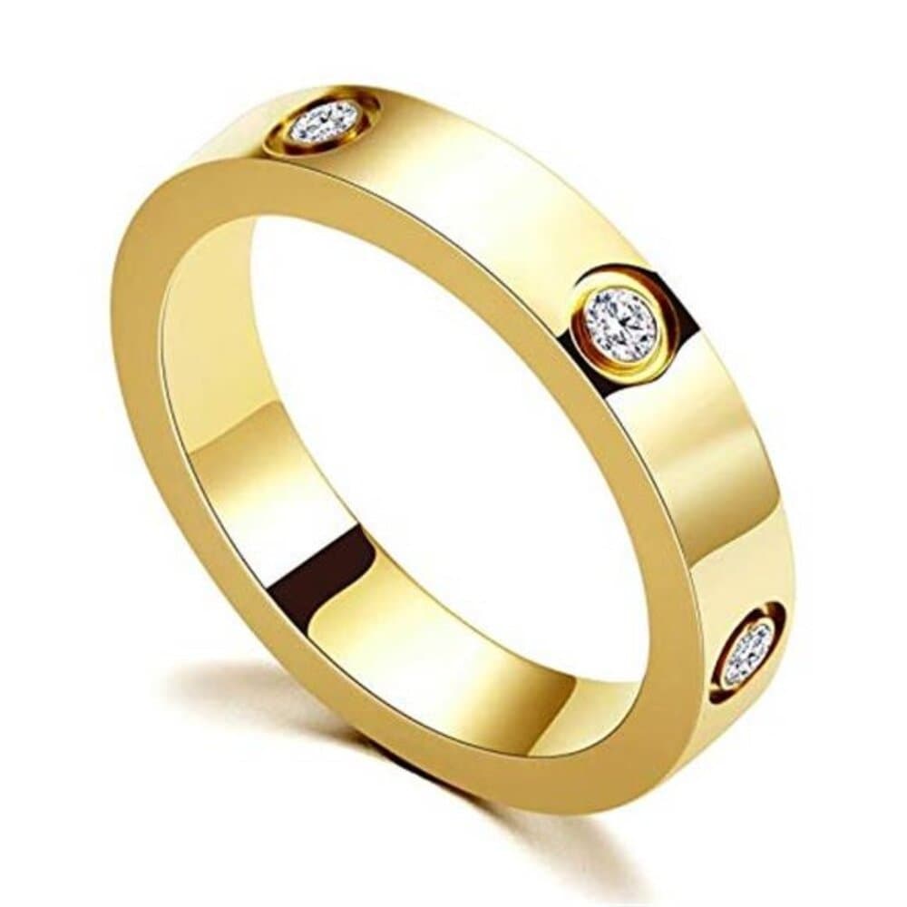 Love Friendship Ring 18K Gold-Plated Stainless Steel Promise Ring - Thumbnail 5