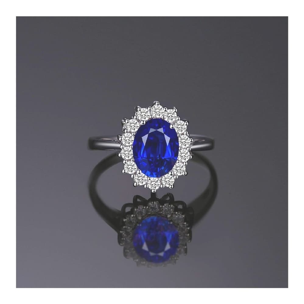 Halo Solitare 925 Sterling Silver Ring 4-12 - Thumbnail 5