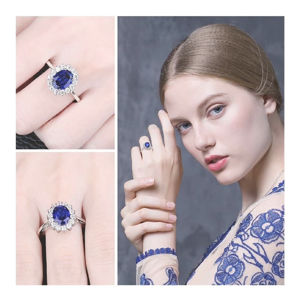 Halo Solitare 925 Sterling Silver Ring 4-12 - Thumbnail 4