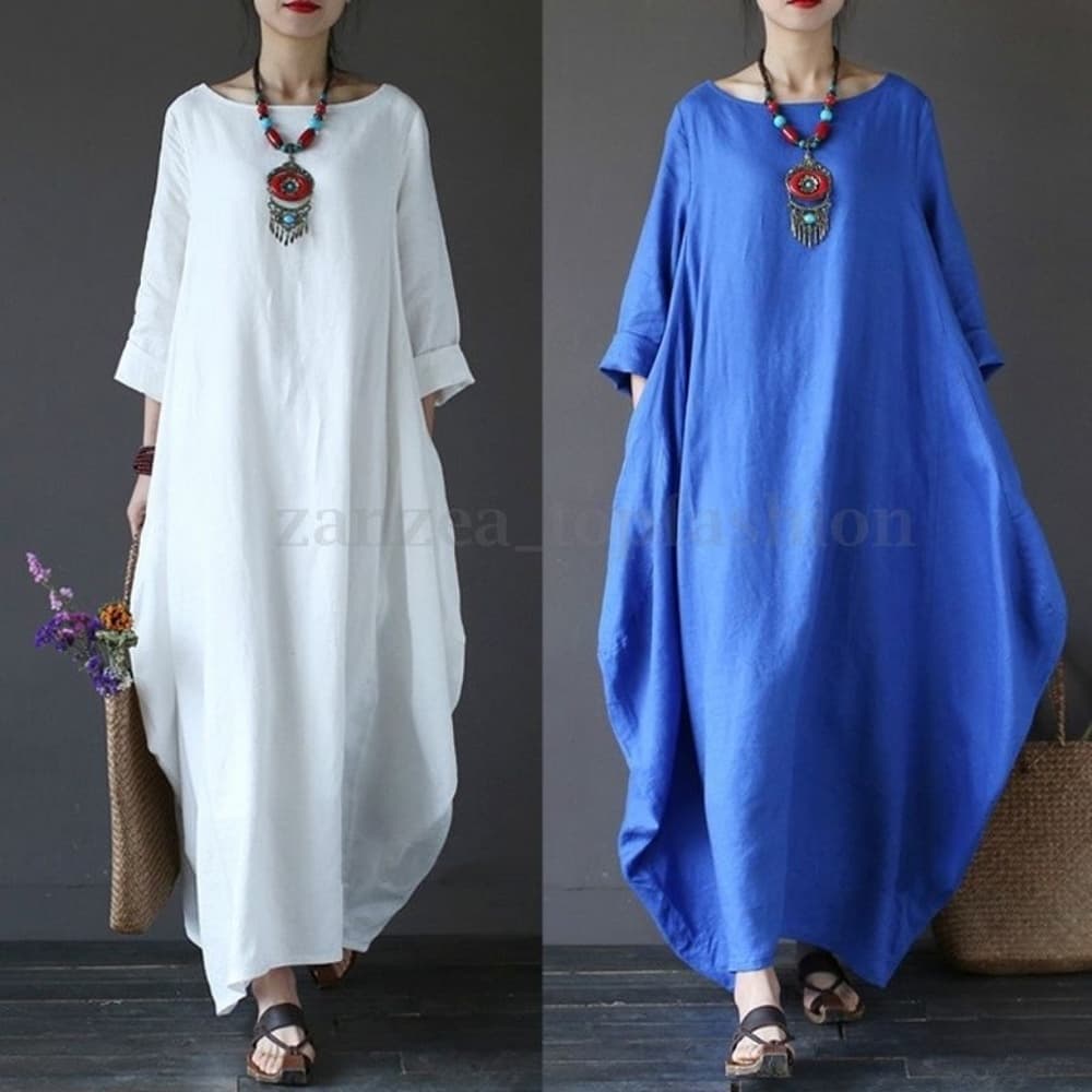 Crew Neck Baggy Dress - Thumbnail 5