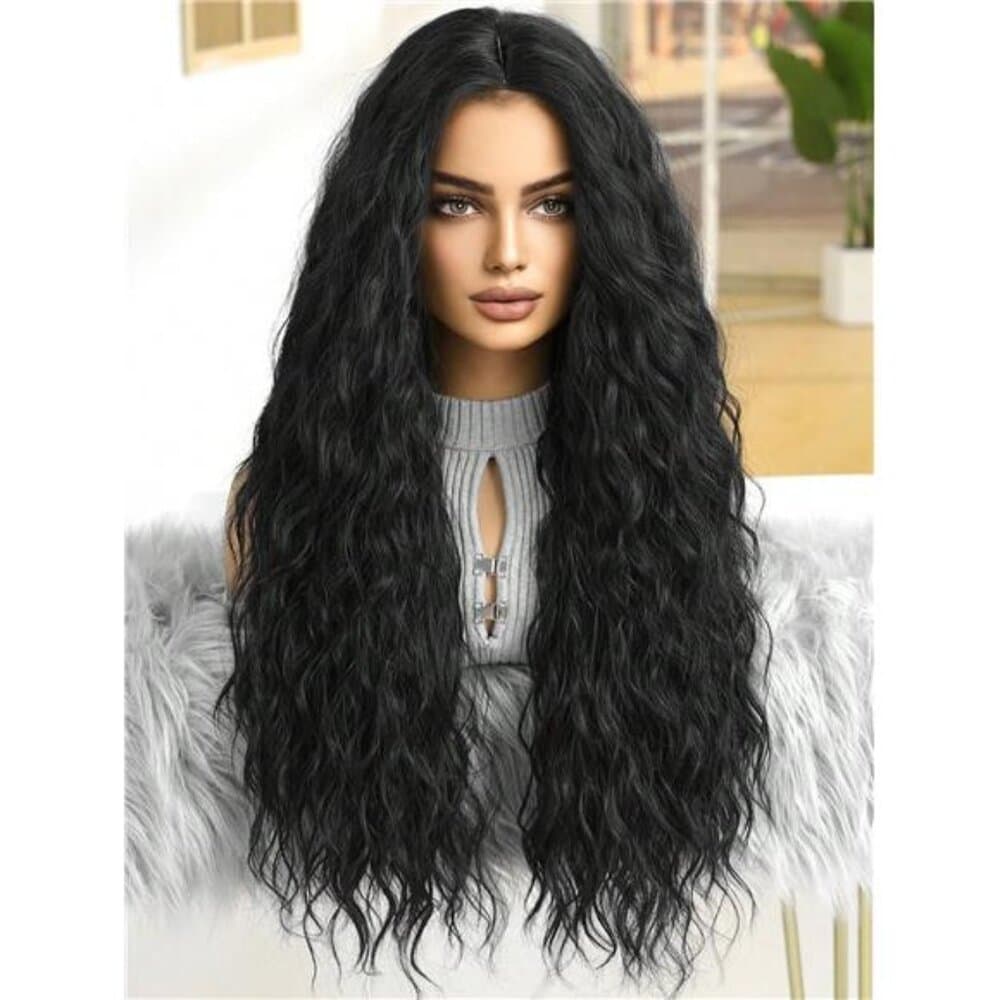 NewFashionable 28-Inch Long Curly Hair With No Bangs Synthetic Wigs: - Thumbnail 2