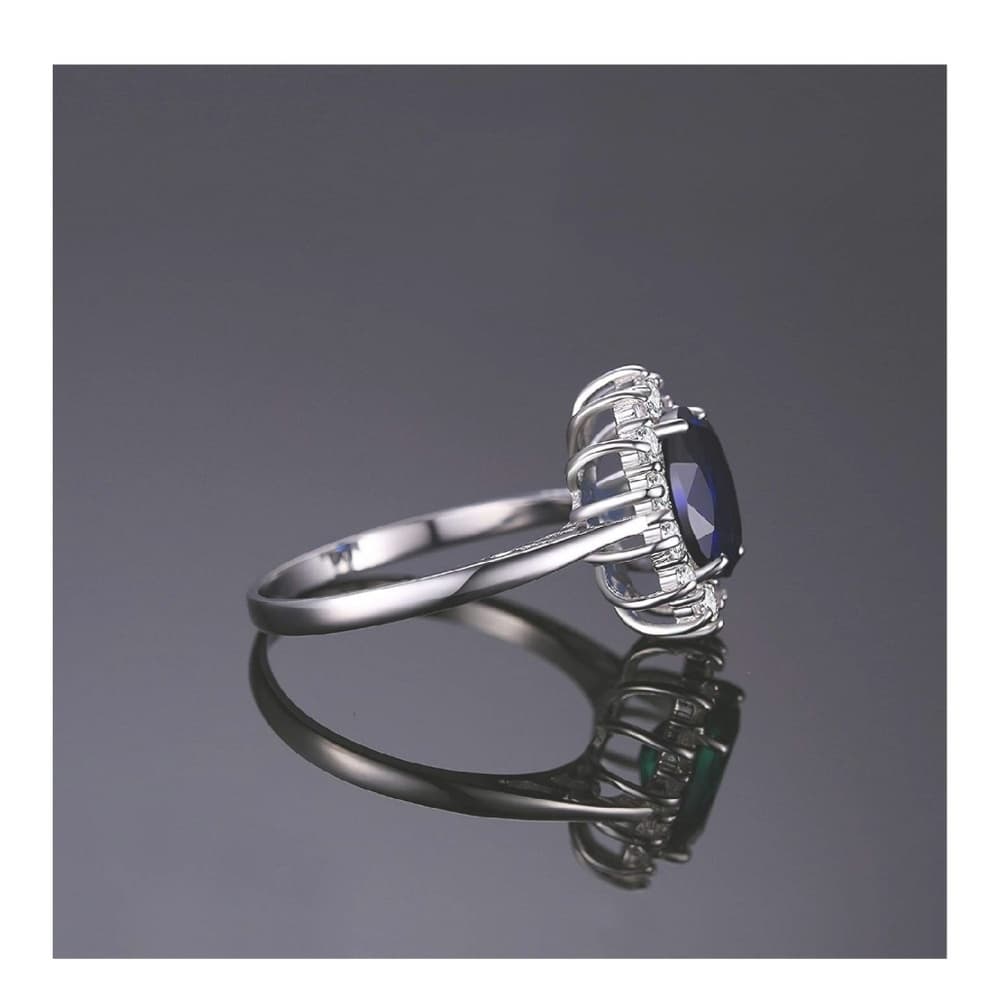 Halo Solitare 925 Sterling Silver Ring 4-12 - Thumbnail 2