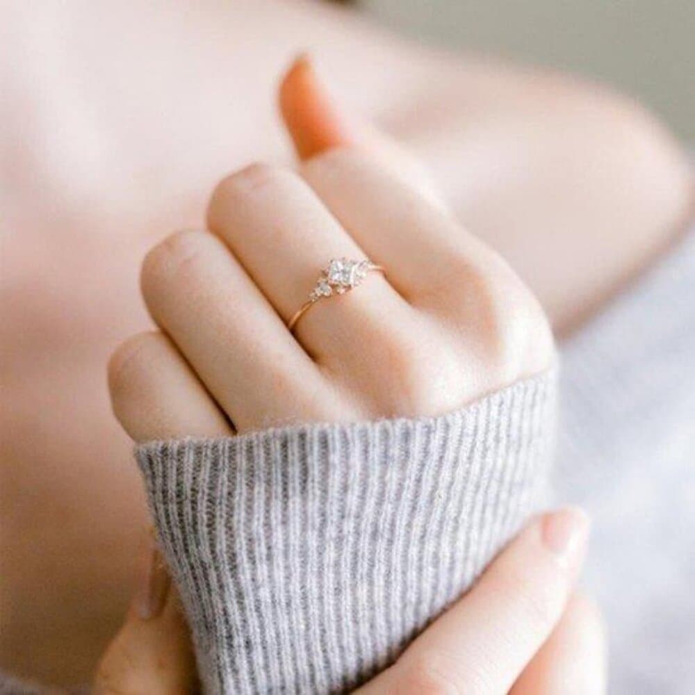 *NEW Princess Cut& Round Diamond Yellow Gold Ring - Thumbnail 14