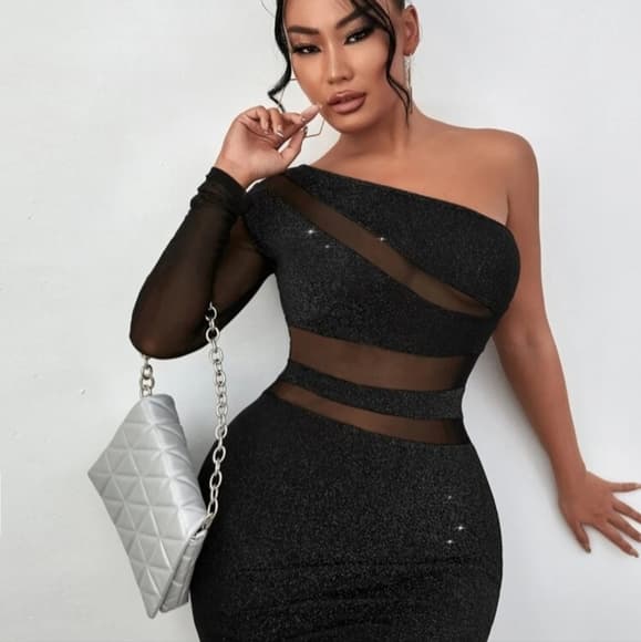 Black Sexy Mesh Dress - Thumbnail 7