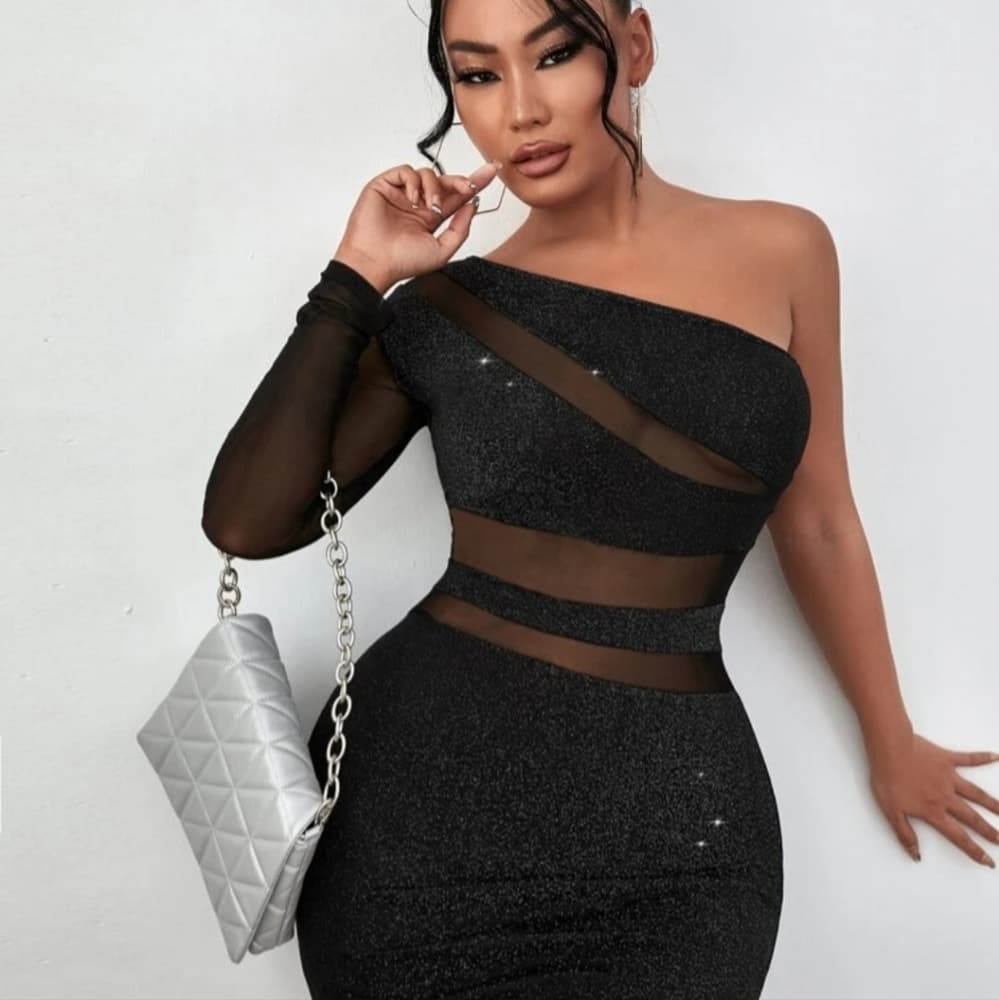 Black Sexy Mesh Dress - Thumbnail 6