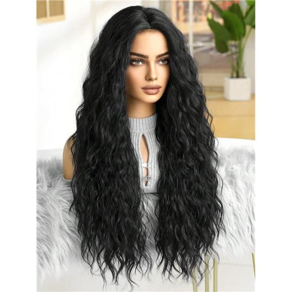 NewFashionable 28-Inch Long Curly Hair With No Bangs Synthetic Wigs: - Thumbnail 4