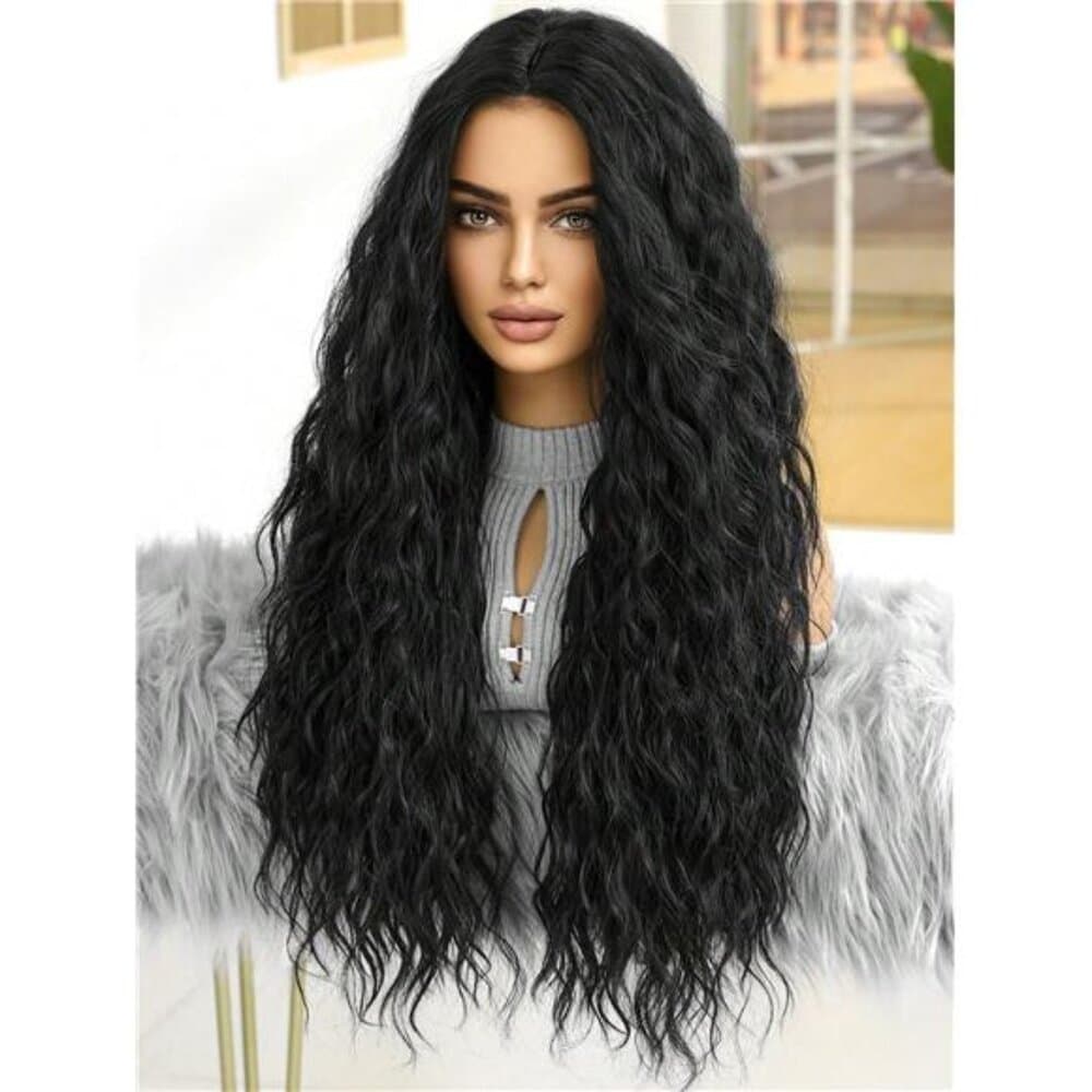 NewFashionable 28-Inch Long Curly Hair With No Bangs Synthetic Wigs: - Thumbnail 3