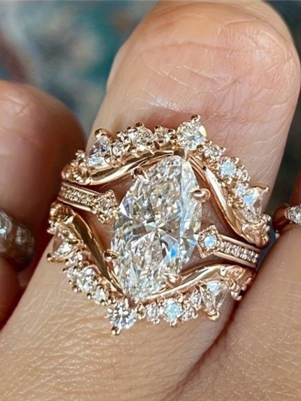 3pcs/Set Luxury Vintage Women's Ring Set with Marquise Cut Zirconia Ring for - Thumbnail 5