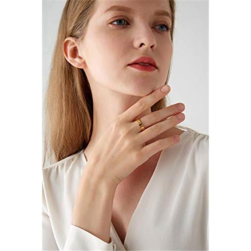 Love Friendship Ring 18K Gold-Plated Stainless Steel Promise Ring - Thumbnail 3