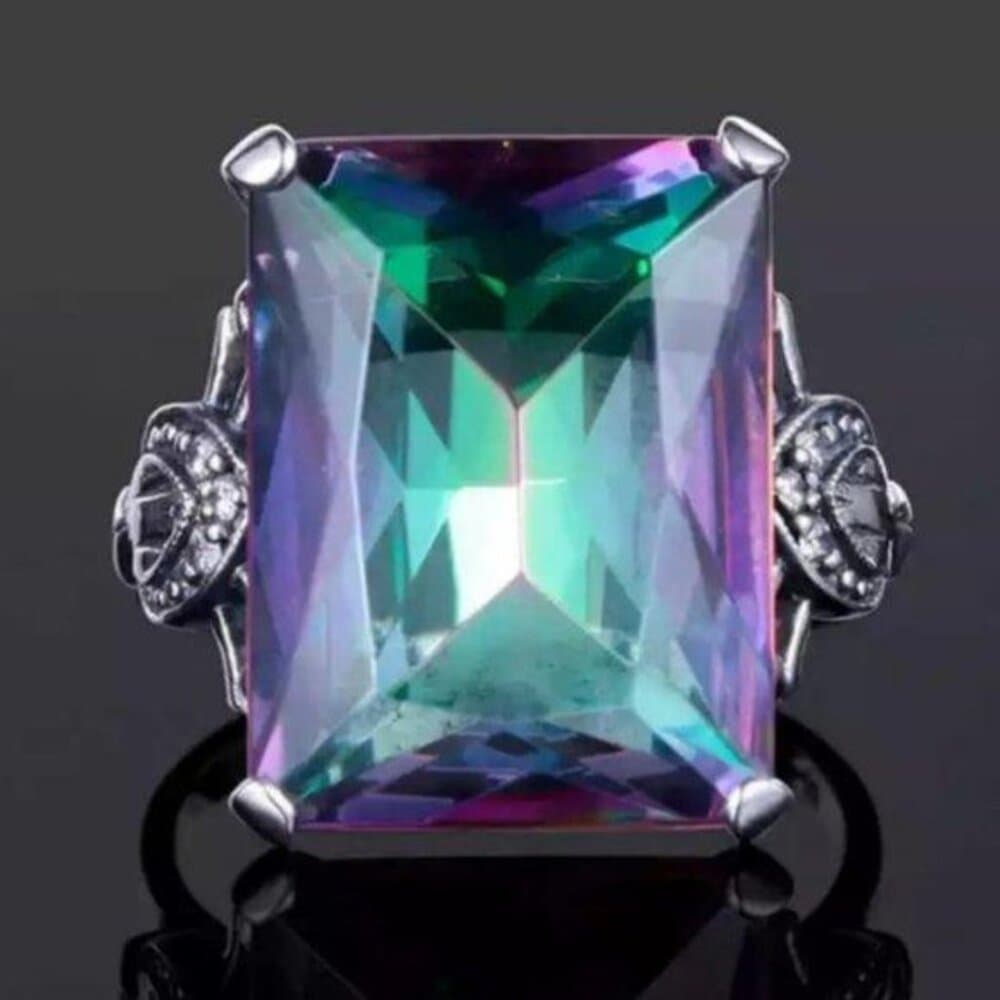 *Huge Magical Mystic Topaz Sterling Silver Ring - Thumbnail 8