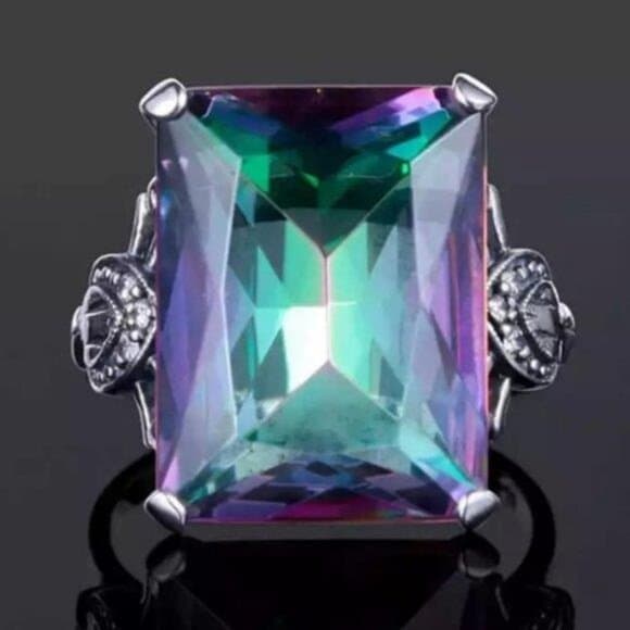 *Huge Magical Mystic Topaz Sterling Silver Ring - Thumbnail 9