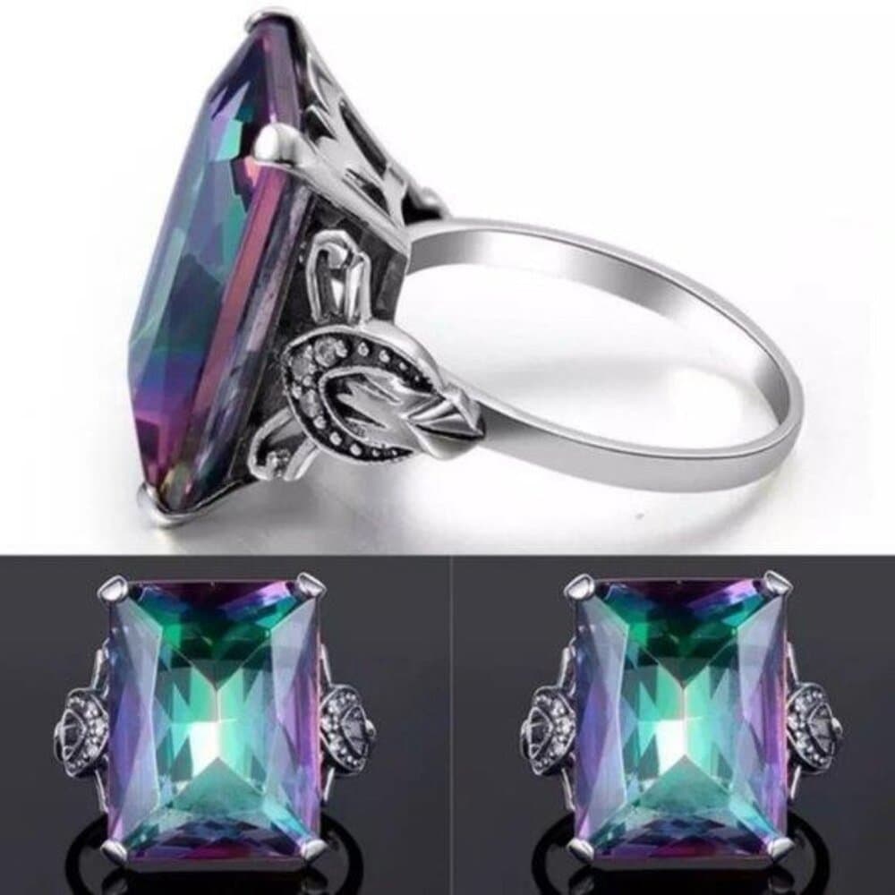 *Huge Magical Mystic Topaz Sterling Silver Ring - Thumbnail 3