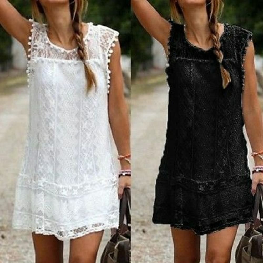 Beautiful Lace Sleeveless Cocktail Beach Mini Dres - Thumbnail 2