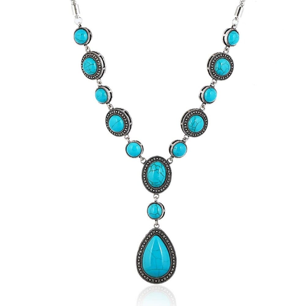 Retro Geometric Alloy Turquoise Plating Women's Pendant Necklace - Thumbnail 2