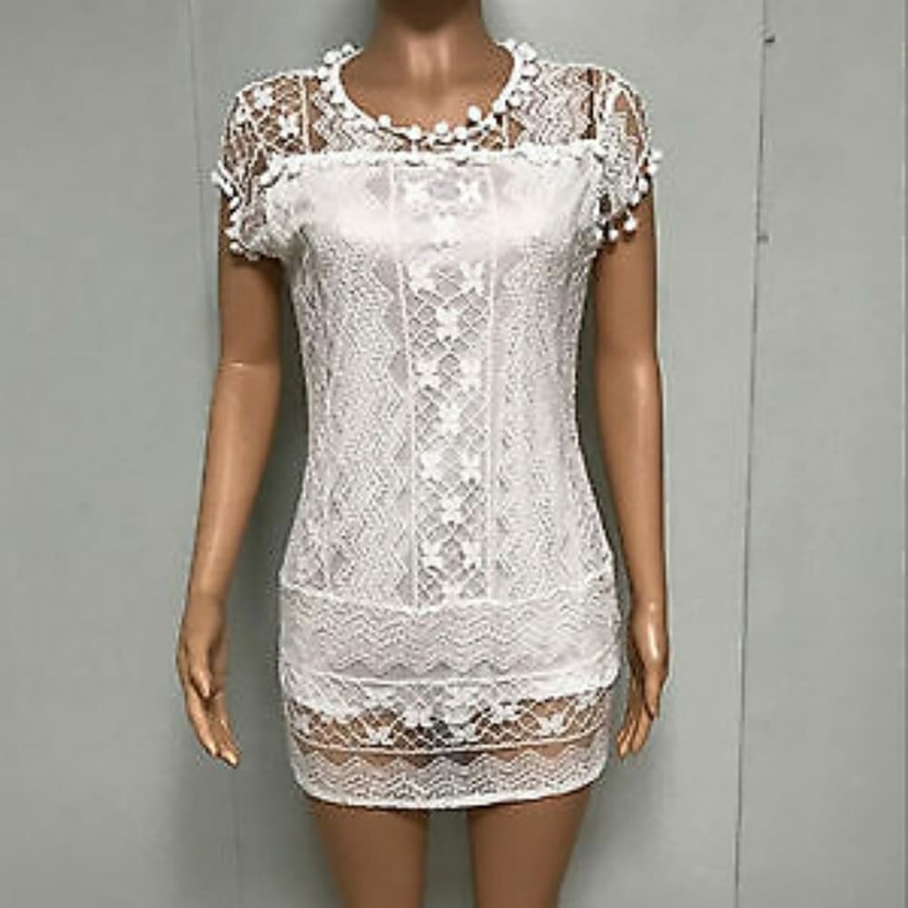 Beautiful Lace Sleeveless Cocktail Beach Mini Dres - Thumbnail 4