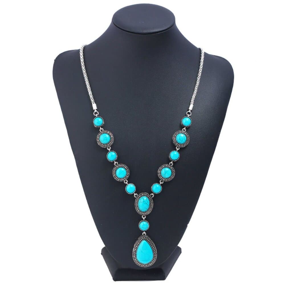 Retro Geometric Alloy Turquoise Plating Women's Pendant Necklace - Thumbnail 4