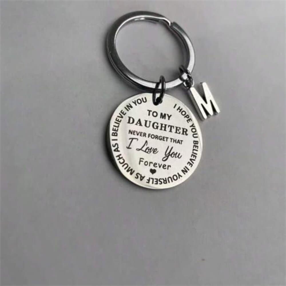 DAUGHTER Initials A-Z Pendant Key Stainless Steel LaserPersonalized Keychain - Thumbnail 11