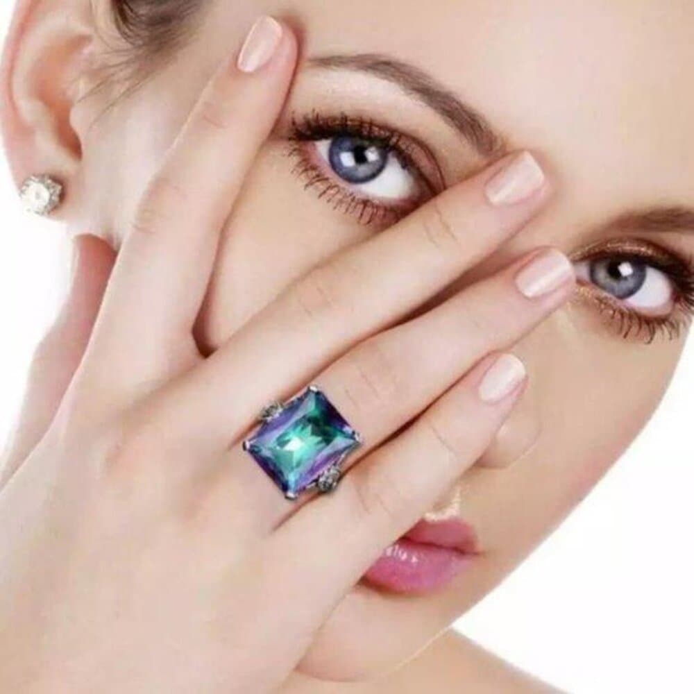 *Huge Magical Mystic Topaz Sterling Silver Ring - Thumbnail 2