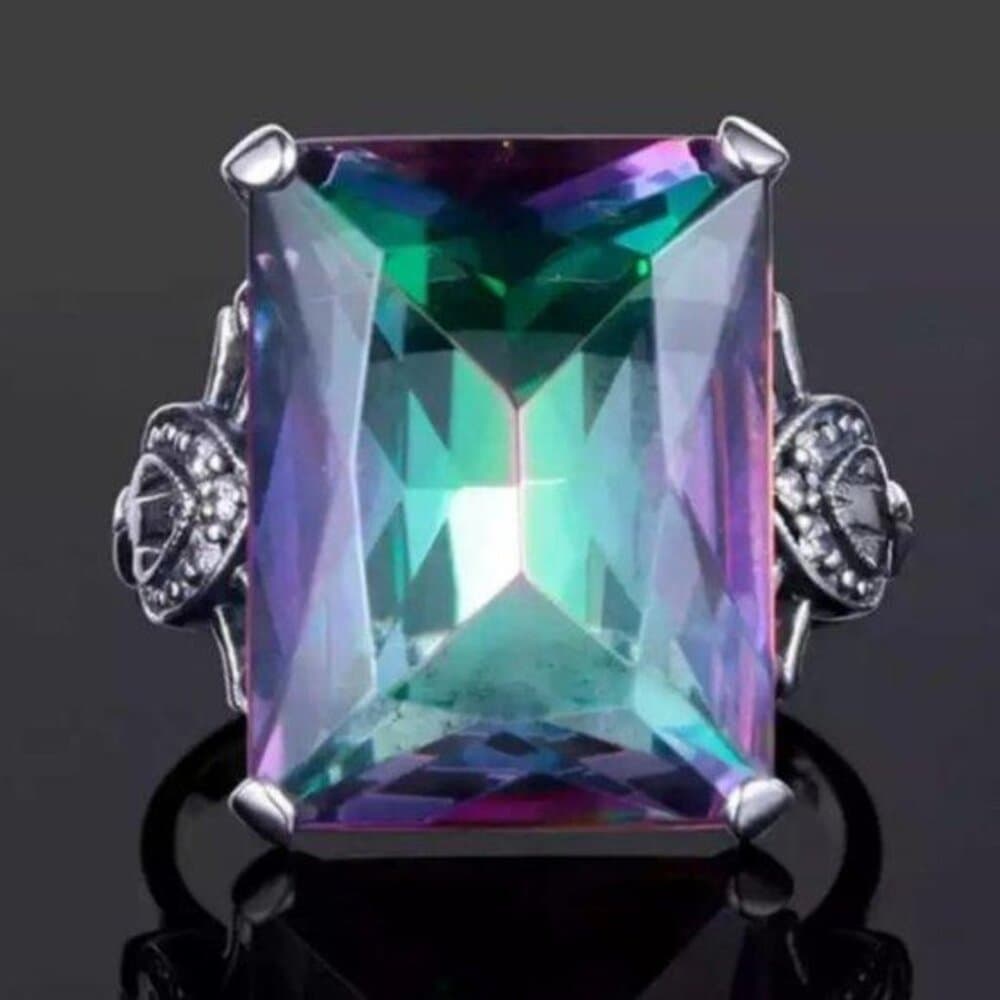 *Huge Magical Mystic Topaz Sterling Silver Ring - Thumbnail 4