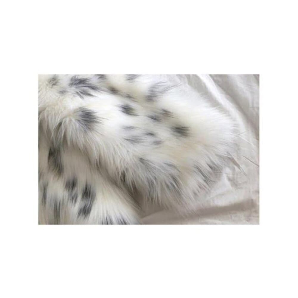 Black And White Leopard Print Women's Faux Fur Coat with Fashionable Long - Thumbnail 6