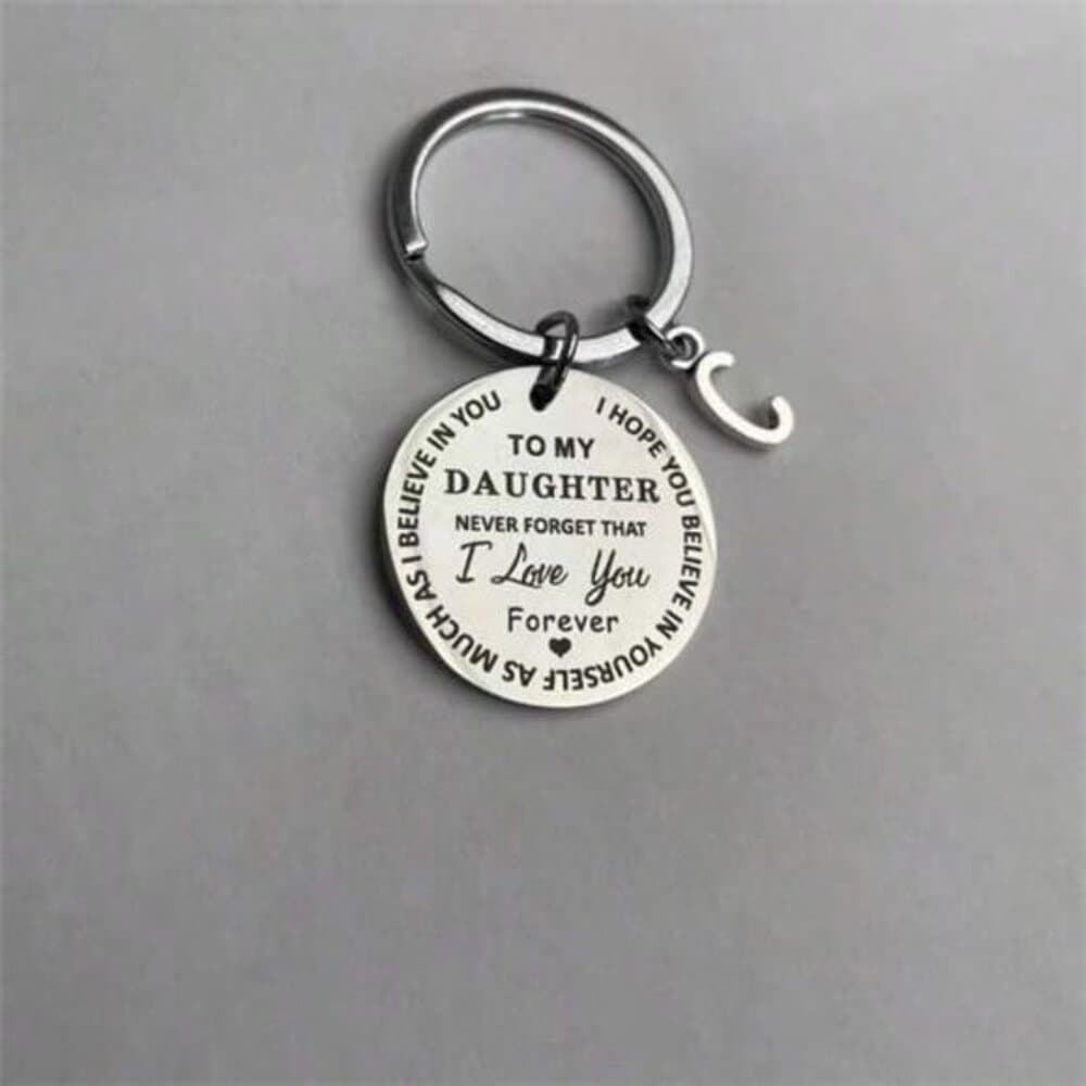 DAUGHTER Initials A-Z Pendant Key Stainless Steel LaserPersonalized Keychain - Thumbnail 9