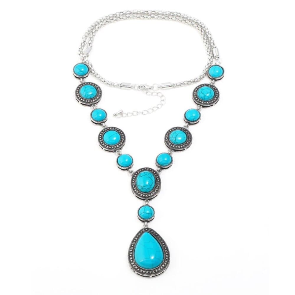 Retro Geometric Alloy Turquoise Plating Women's Pendant Necklace - Thumbnail 3