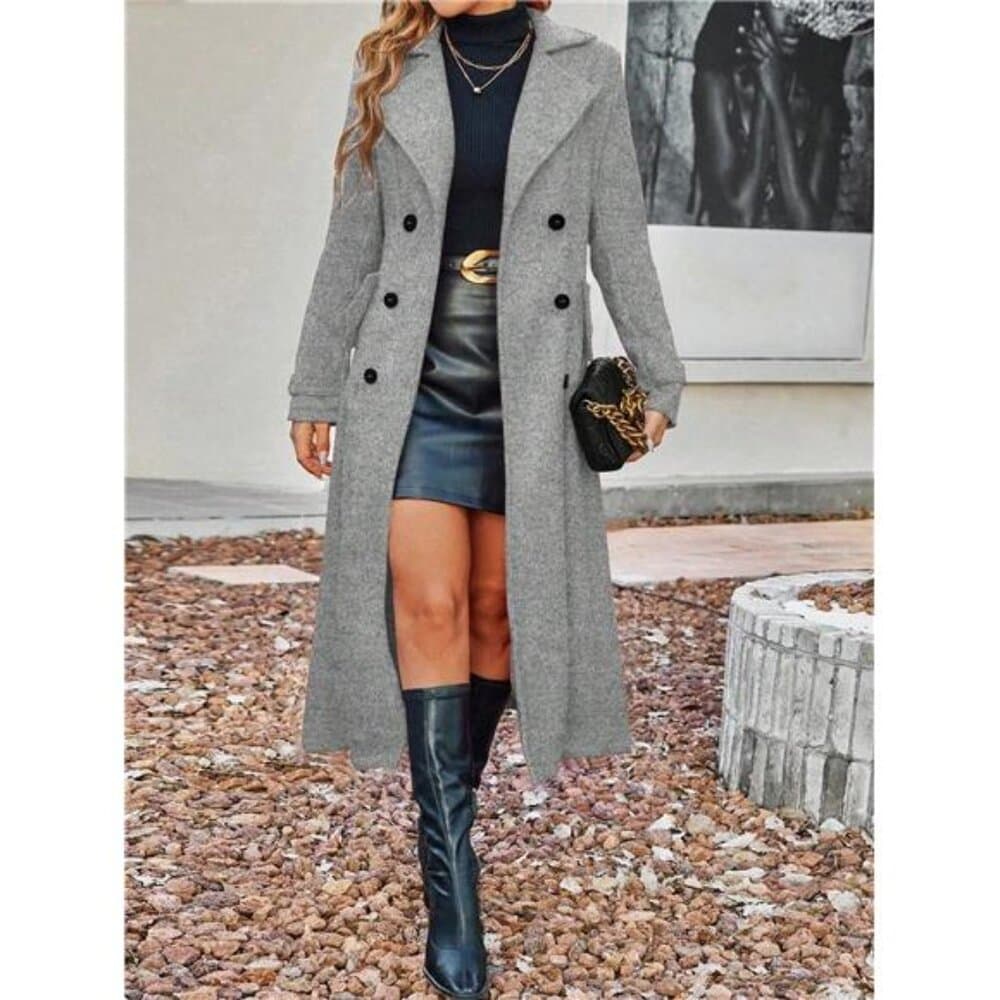 Clasi Turn-Down Collar Double Breasted Overcoat Fall Winter Cloth For - Thumbnail 6
