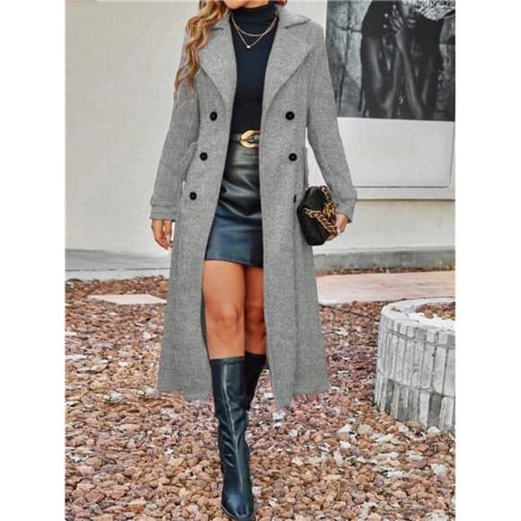 Clasi Turn-Down Collar Double Breasted Overcoat Fall Winter Cloth For - Thumbnail 7