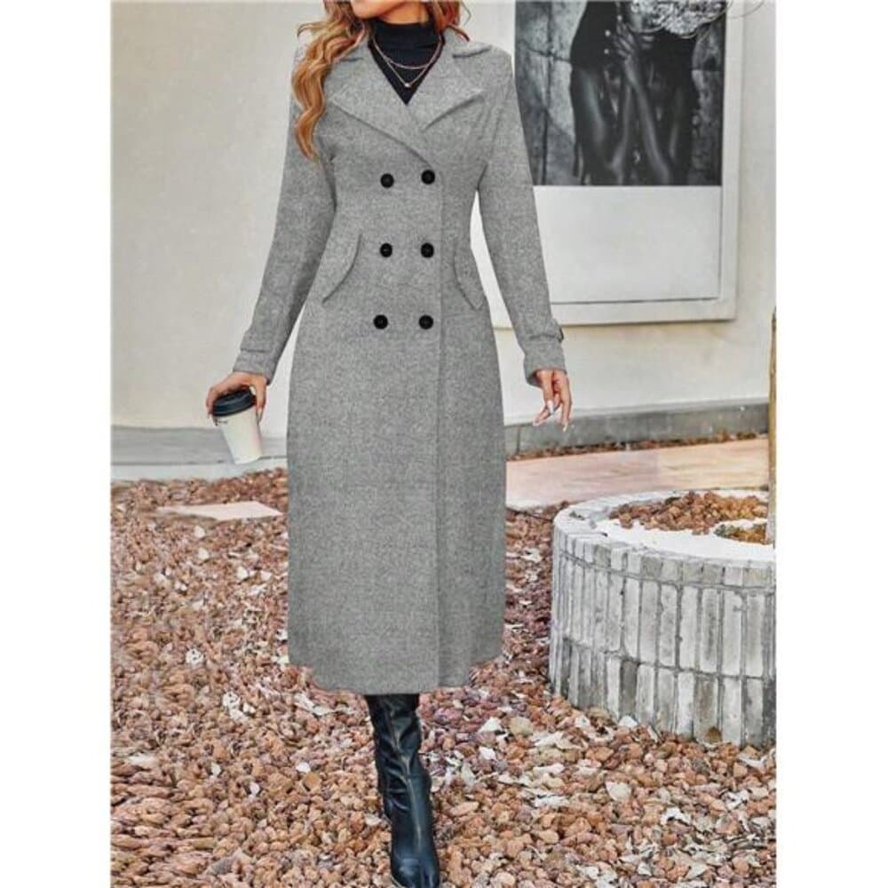 Clasi Turn-Down Collar Double Breasted Overcoat Fall Winter Cloth For - Thumbnail 5