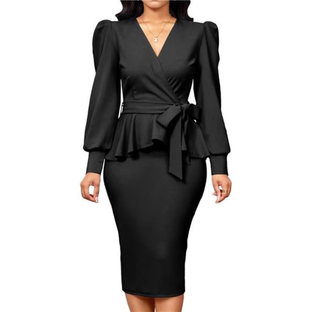 Black Sexy Elegant Sexy Business Dress - Thumbnail 7