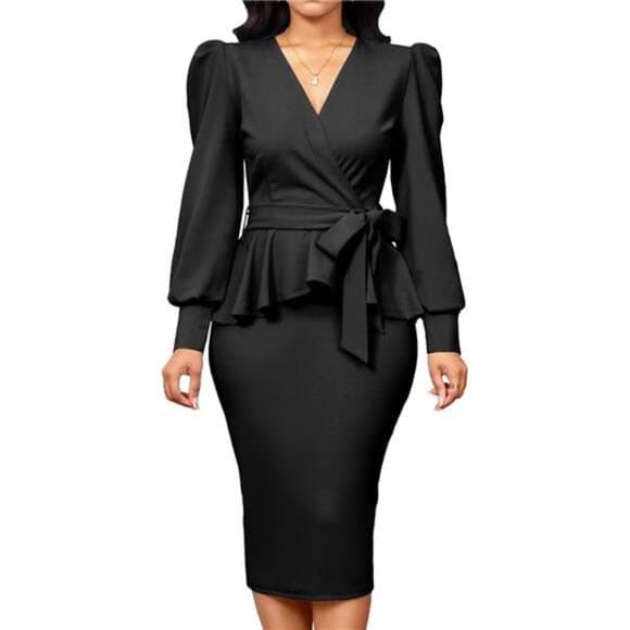 Black Sexy Elegant Sexy Business Dress - Thumbnail 8