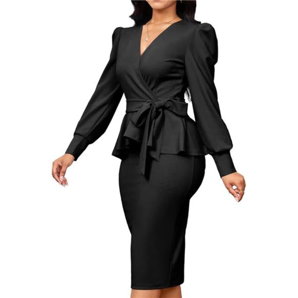 Black Sexy Elegant Sexy Business Dress - Thumbnail 4