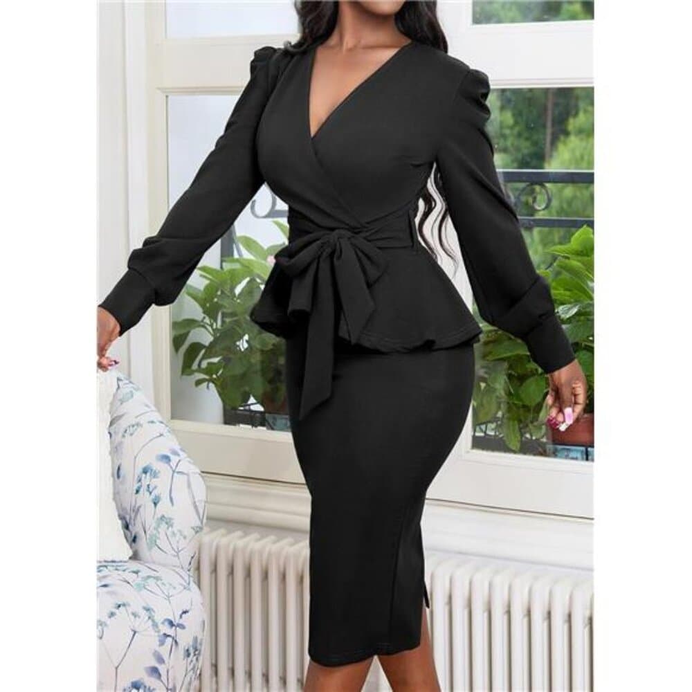 Black Sexy Elegant Sexy Business Dress - Thumbnail 2