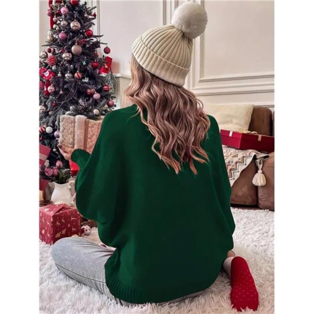 Christmas, New Year's Autumn And Winter High Collar Loose Casual Bat Ruffle - Thumbnail 2