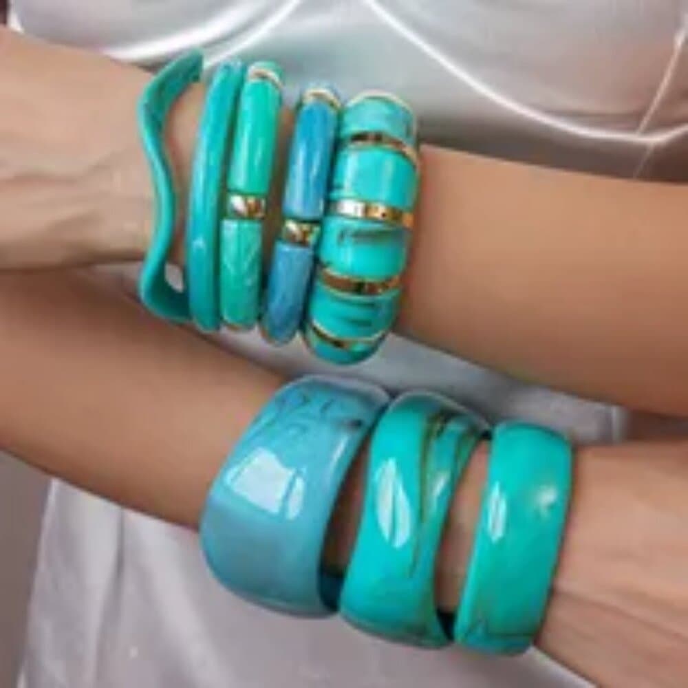 Blue Agate Geometric Resin Bracelet Fashionable Versatile Irregular Shape - Thumbnail 2