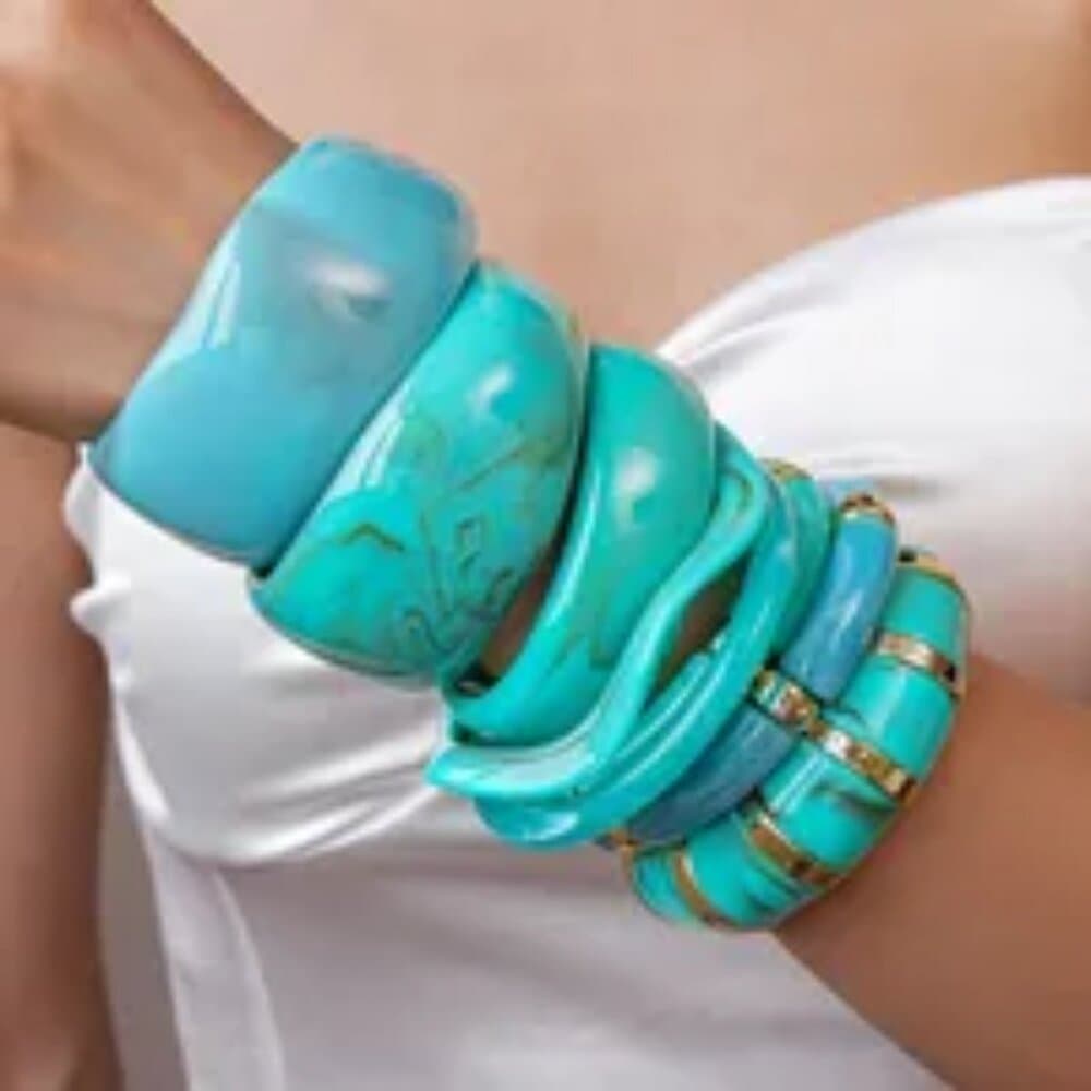 Blue Agate Geometric Resin Bracelet Fashionable Versatile Irregular Shape - Thumbnail 9