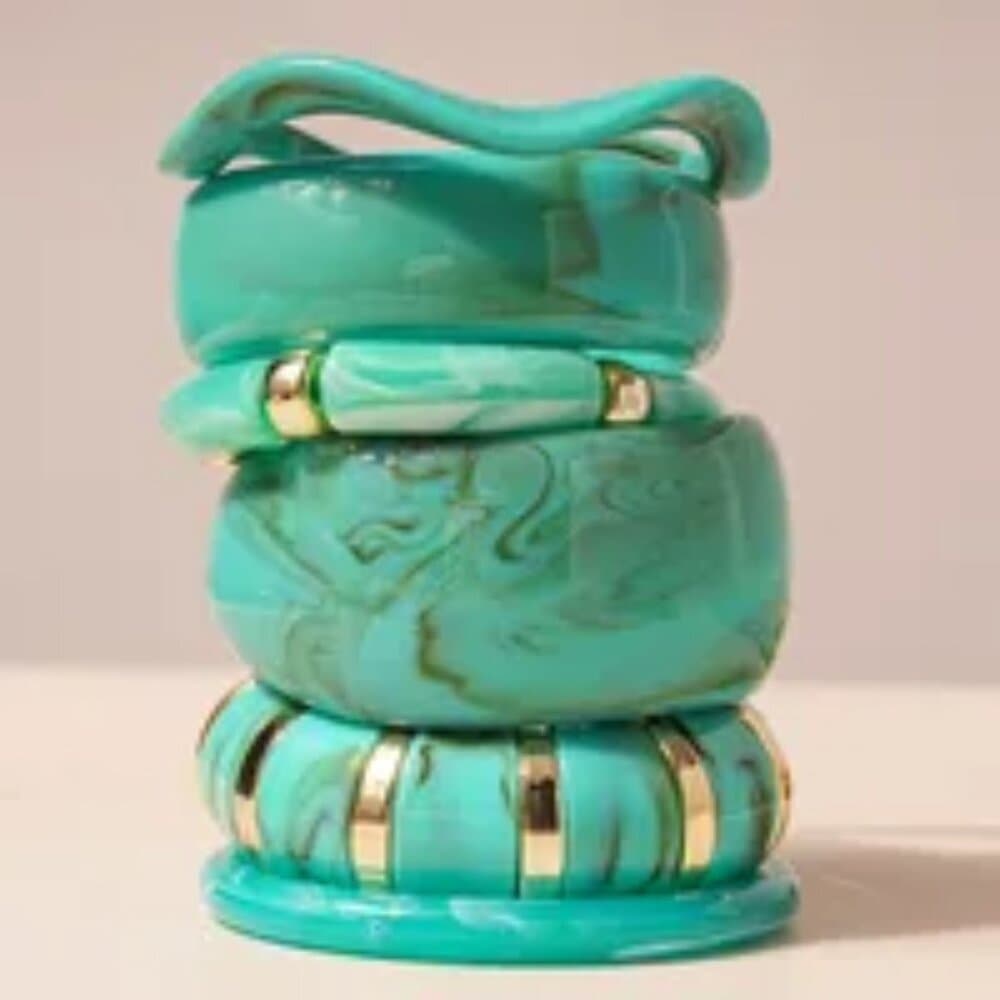 Blue Agate Geometric Resin Bracelet Fashionable Versatile Irregular Shape - Thumbnail 3