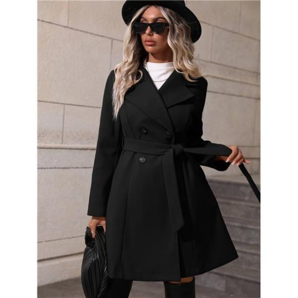 Clasi Double Breasted Belted Overcoat Fall Winter Cloth For Women - Thumbnail 2