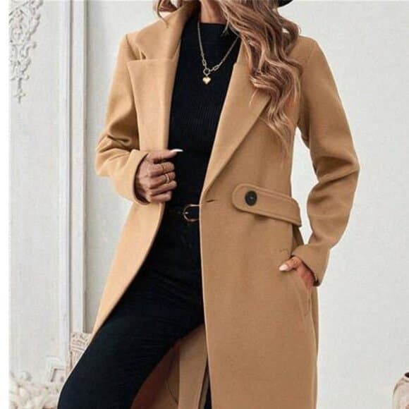 Women's Solid Color Front Button Long Sleeve Pocket Casual Jacket - Thumbnail 5