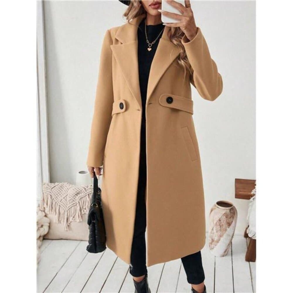Women's Solid Color Front Button Long Sleeve Pocket Casual Jacket - Thumbnail 2