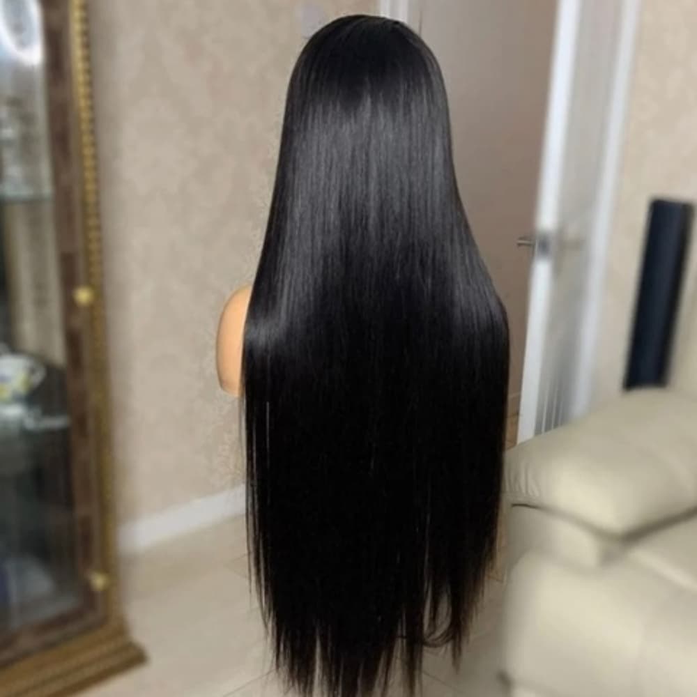 HD Black Straight Human Hair Full Wig - Thumbnail 3