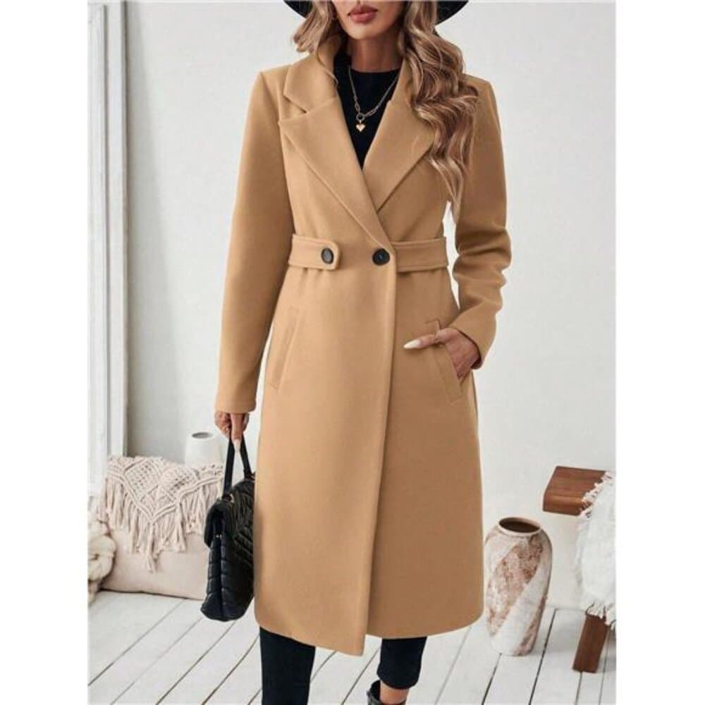 Women's Solid Color Front Button Long Sleeve Pocket Casual Jacket - Thumbnail 3