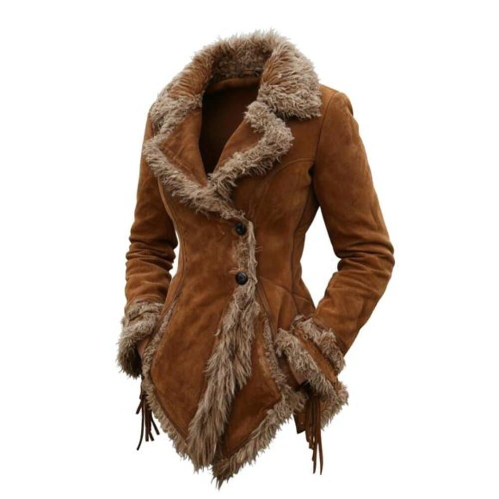 Women's Bohemian Vintage Coat | Collar Lapel Jacket Warm Outerwear - Thumbnail 2