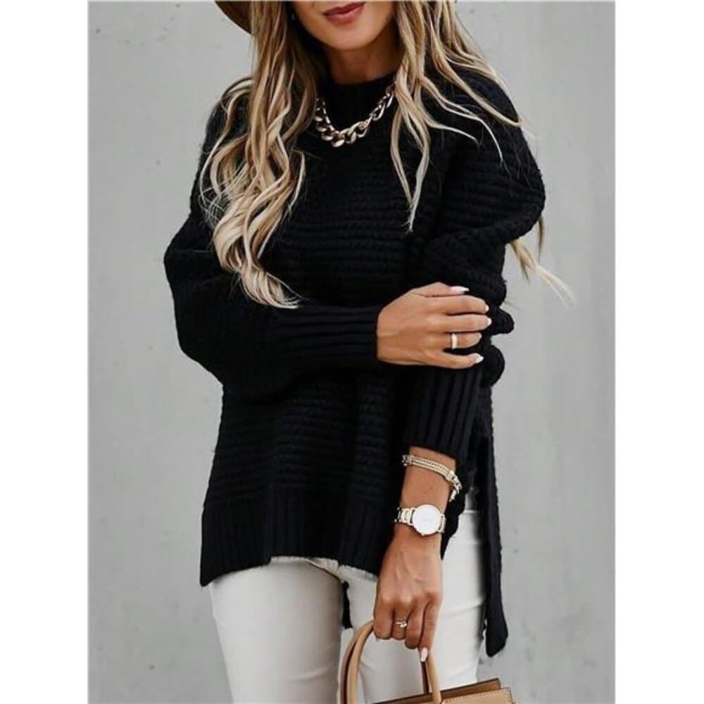 Elegant Black Pullover For Fall And Winter - Thumbnail 2
