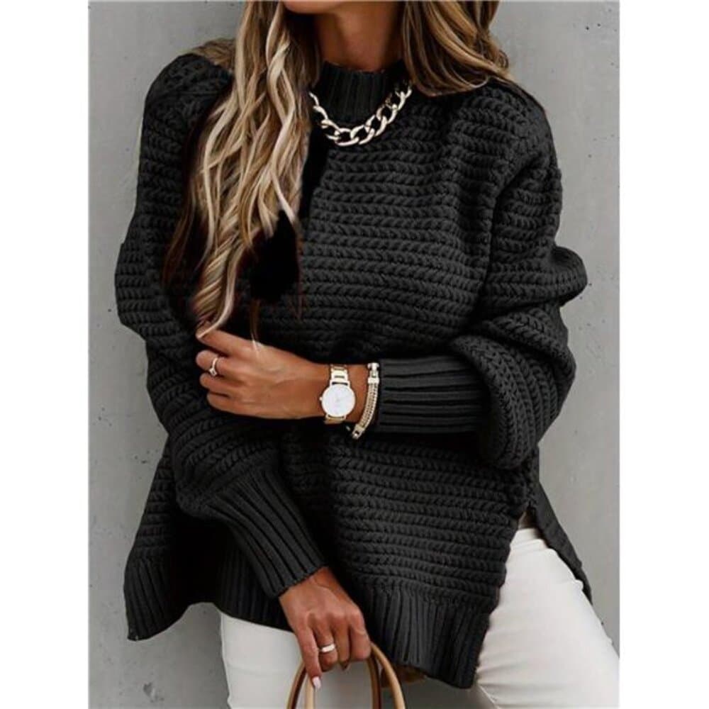 Elegant Black Pullover For Fall And Winter - Thumbnail 4