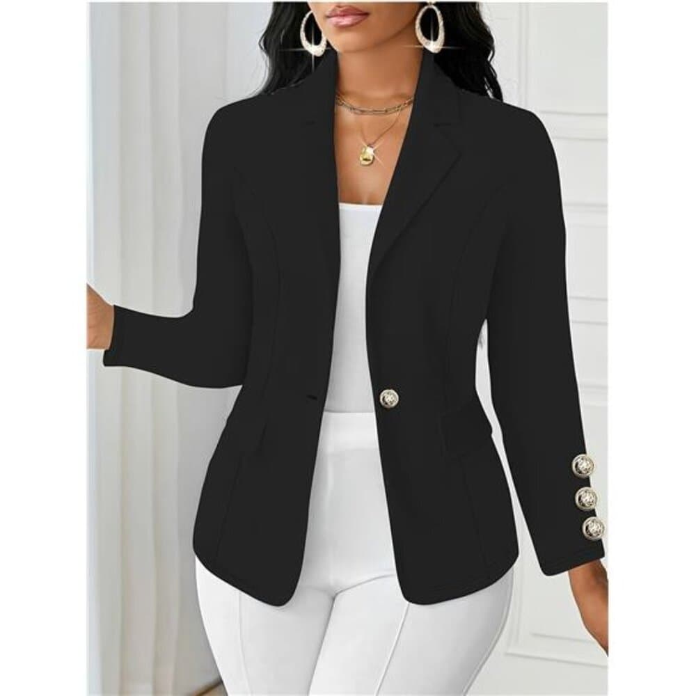 Solid Color Fashionable Long-Sleeve Cardigan with a Collar And Buttons for - Thumbnail 3