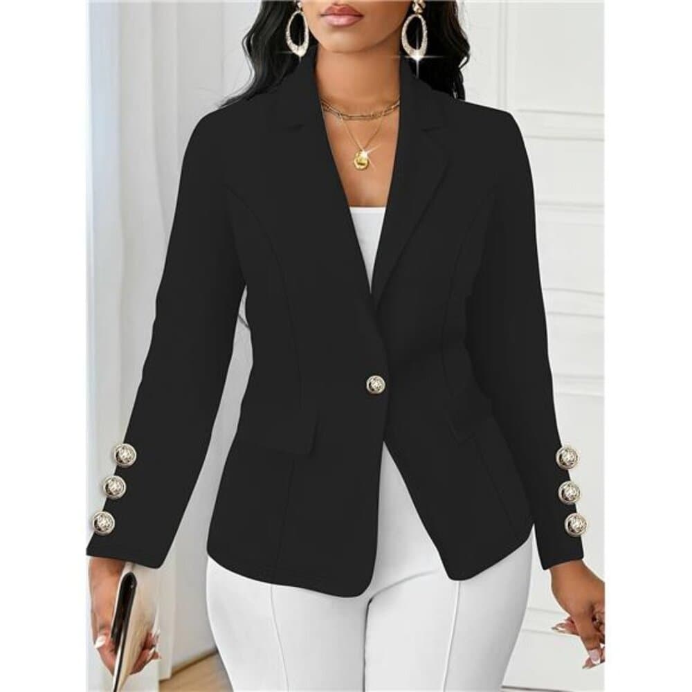 Solid Color Fashionable Long-Sleeve Cardigan with a Collar And Buttons for - Thumbnail 2