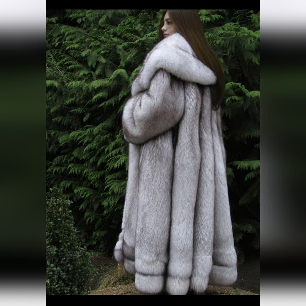 Luxurious Silver Faux Fur Coat