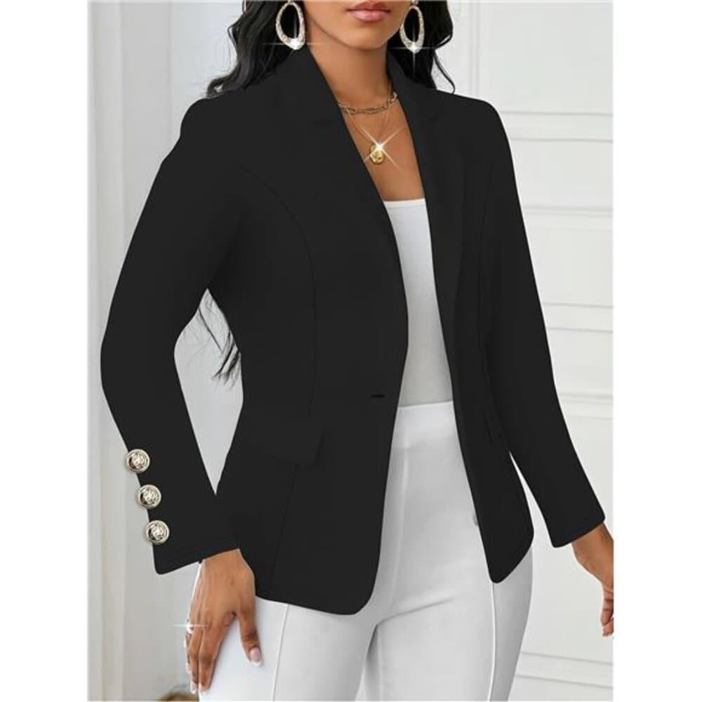 Solid Color Fashionable Long-Sleeve Cardigan with a Collar And Buttons for - Thumbnail 4
