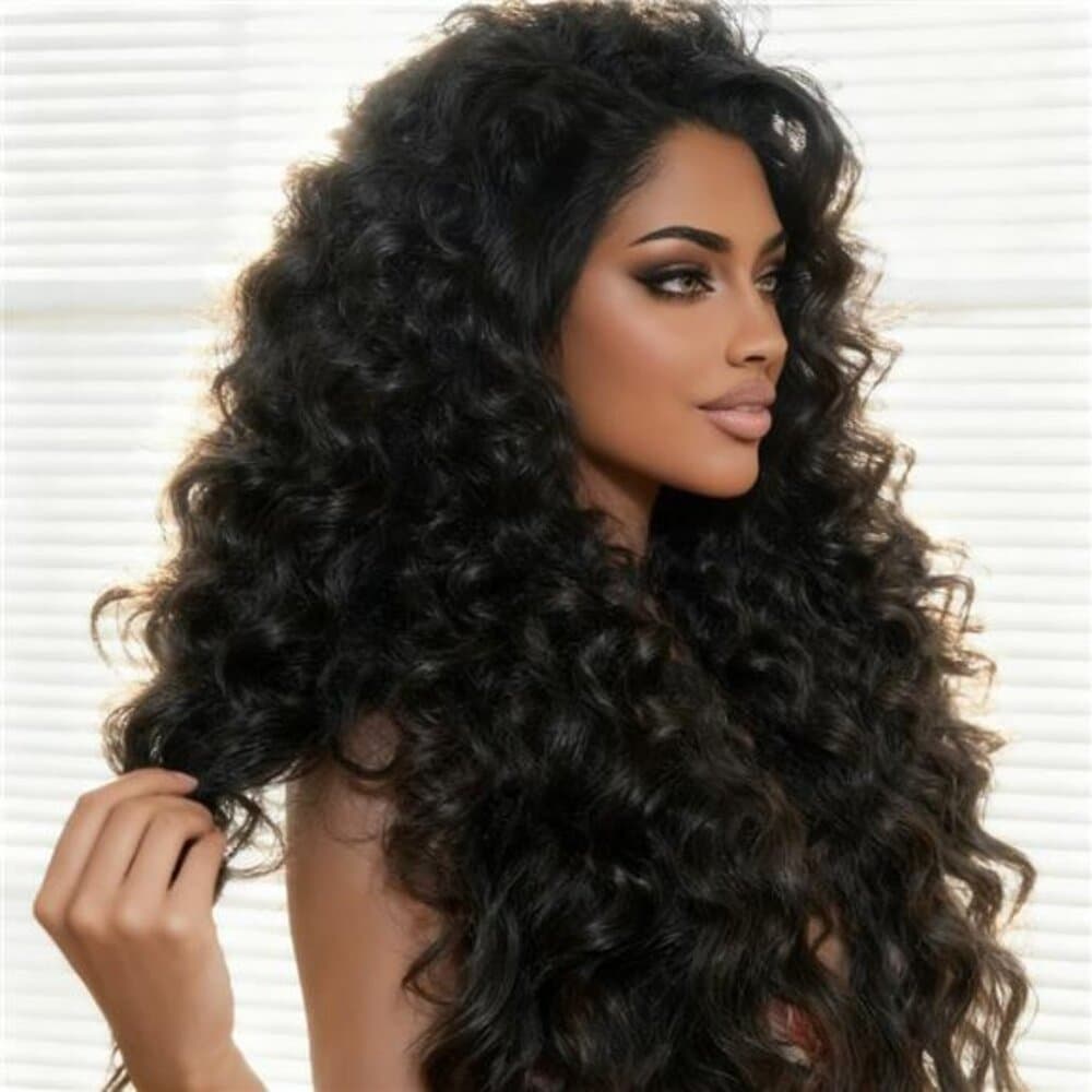 Natural Color Deep Curly Wig with 13x4 HD Transparent Lace Front - Pre-Plucked - Thumbnail 3